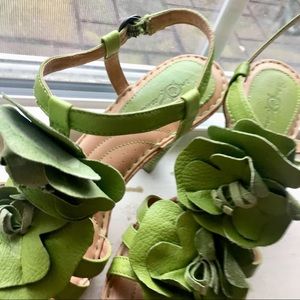 Born Sandals with green flowers